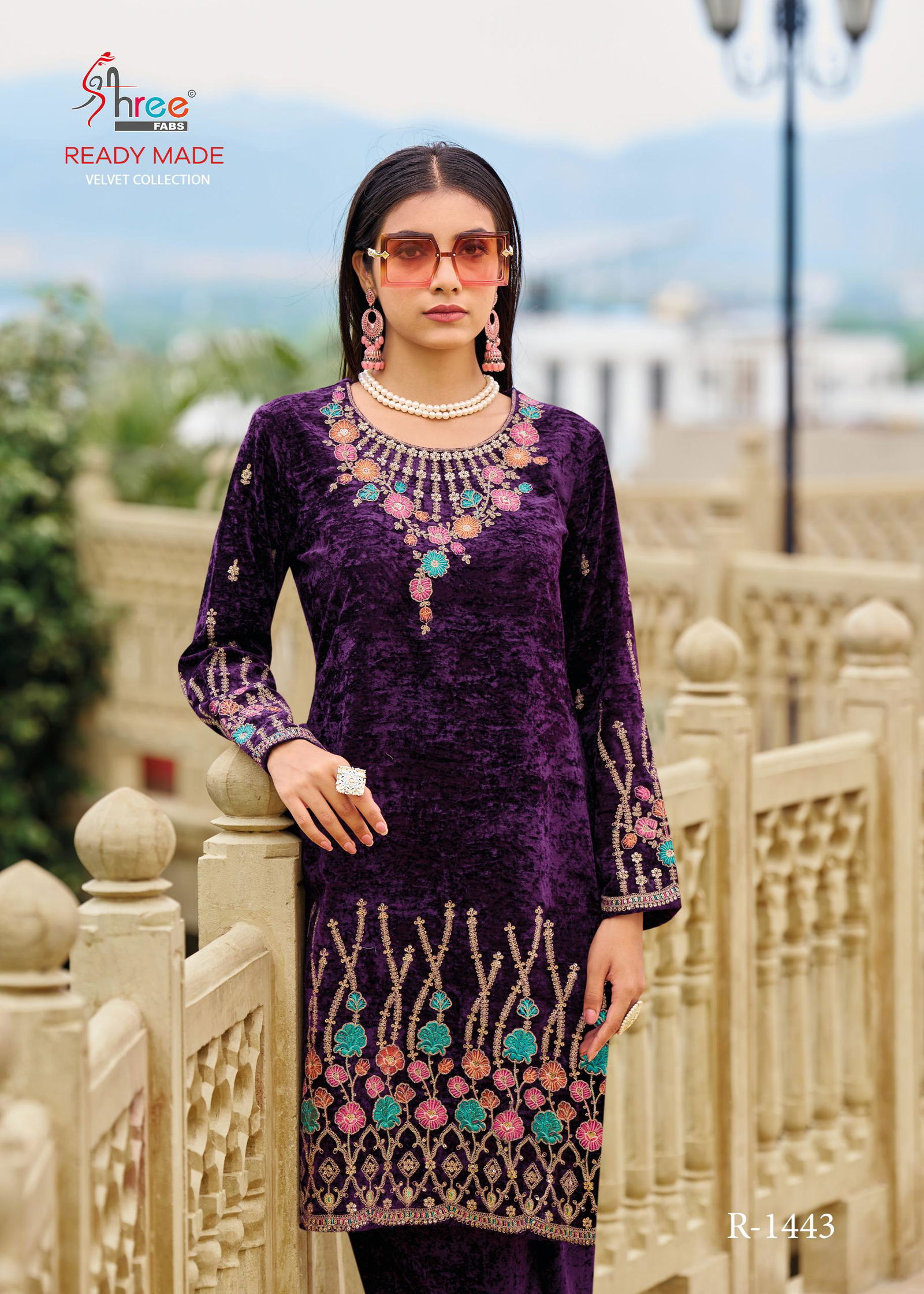 R 1443 By Shree Velvet Designer Pakistani Top With Bottom Wholesale Shop In Surat